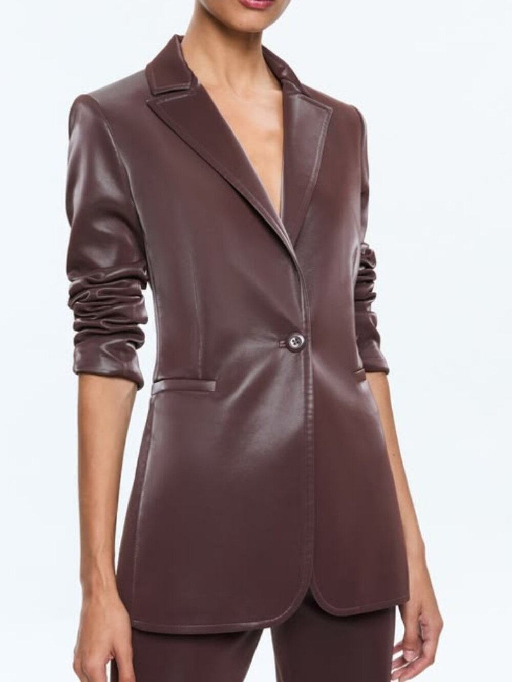 Alice + Olivia Breann Vegan Blazer Espresso Sz 6